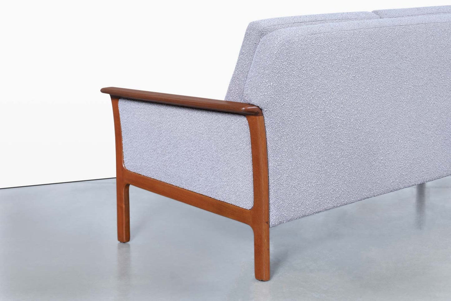 Norwegian Teak and Boucle Sofa Attributed to Fredrik Kayser