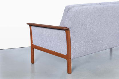 Norwegian Teak and Boucle Sofa Attributed to Fredrik Kayser