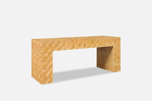 Postmodern Bamboo Parquet Waterfall Console Table