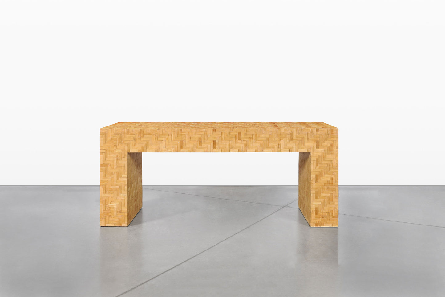Postmodern Bamboo Parquet Waterfall Console Table