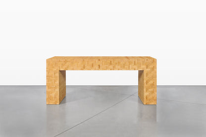 Postmodern Bamboo Parquet Waterfall Console Table