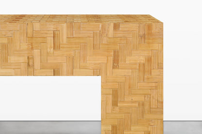 Postmodern Bamboo Parquet Waterfall Console Table