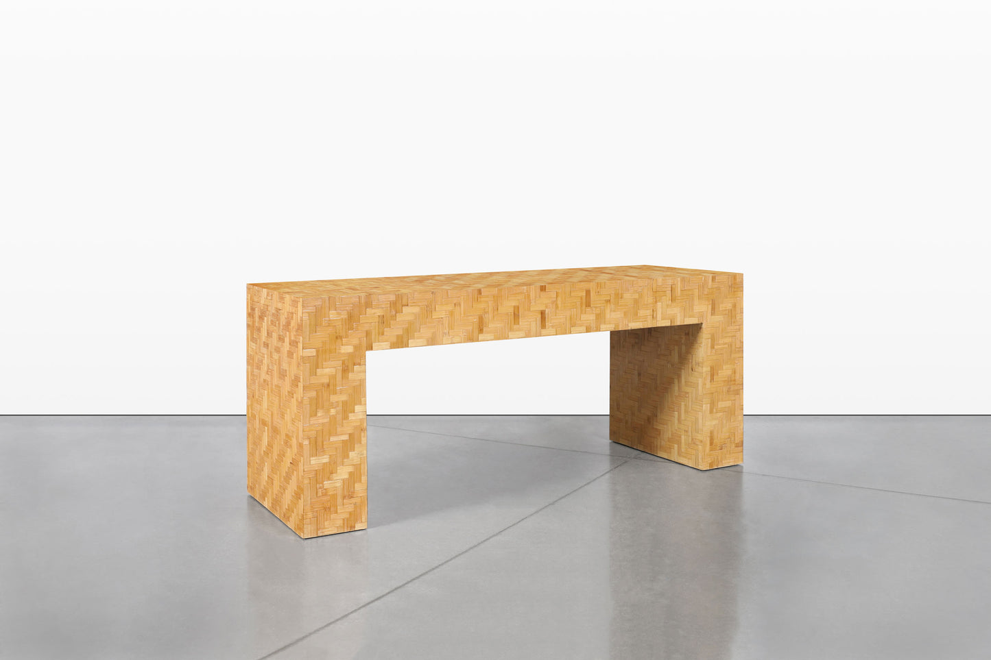 Postmodern Bamboo Parquet Waterfall Console Table