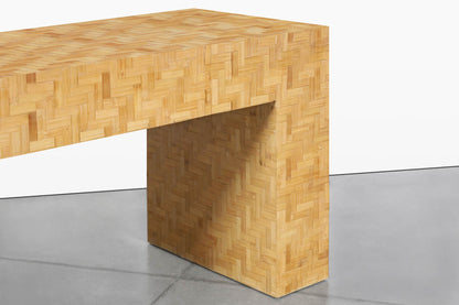 Postmodern Bamboo Parquet Waterfall Console Table