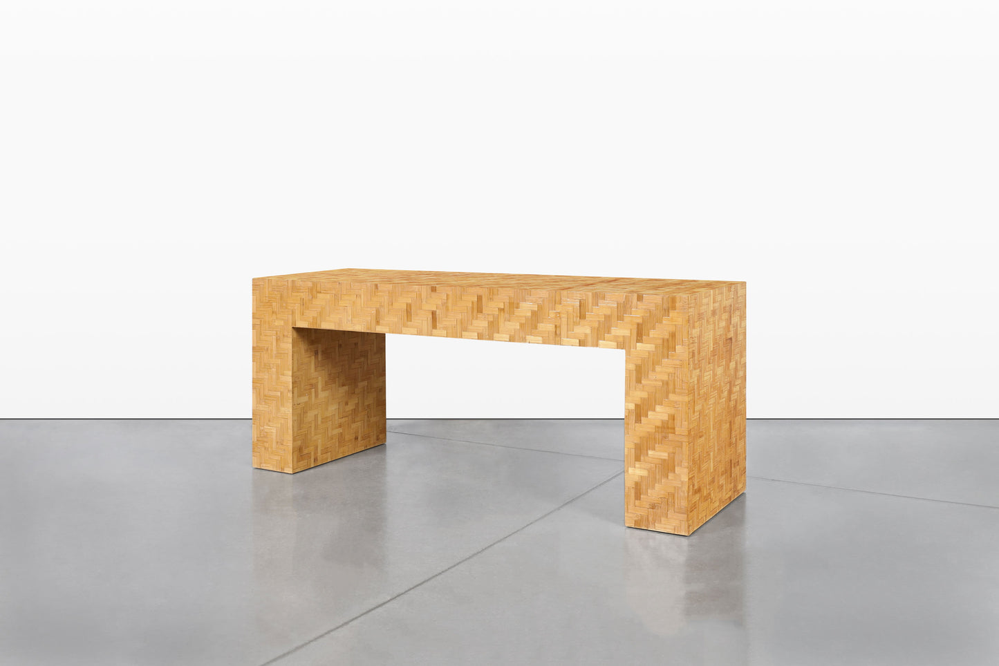 Postmodern Bamboo Parquet Waterfall Console Table