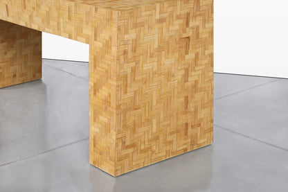 Postmodern Bamboo Parquet Waterfall Console Table