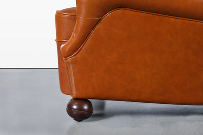 Scandinavian Art Deco Club Lounge Chairs in Cognac Leather, 1940s