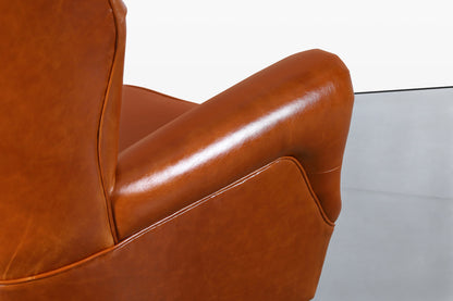 Scandinavian Art Deco Club Lounge Chairs in Cognac Leather, 1940s