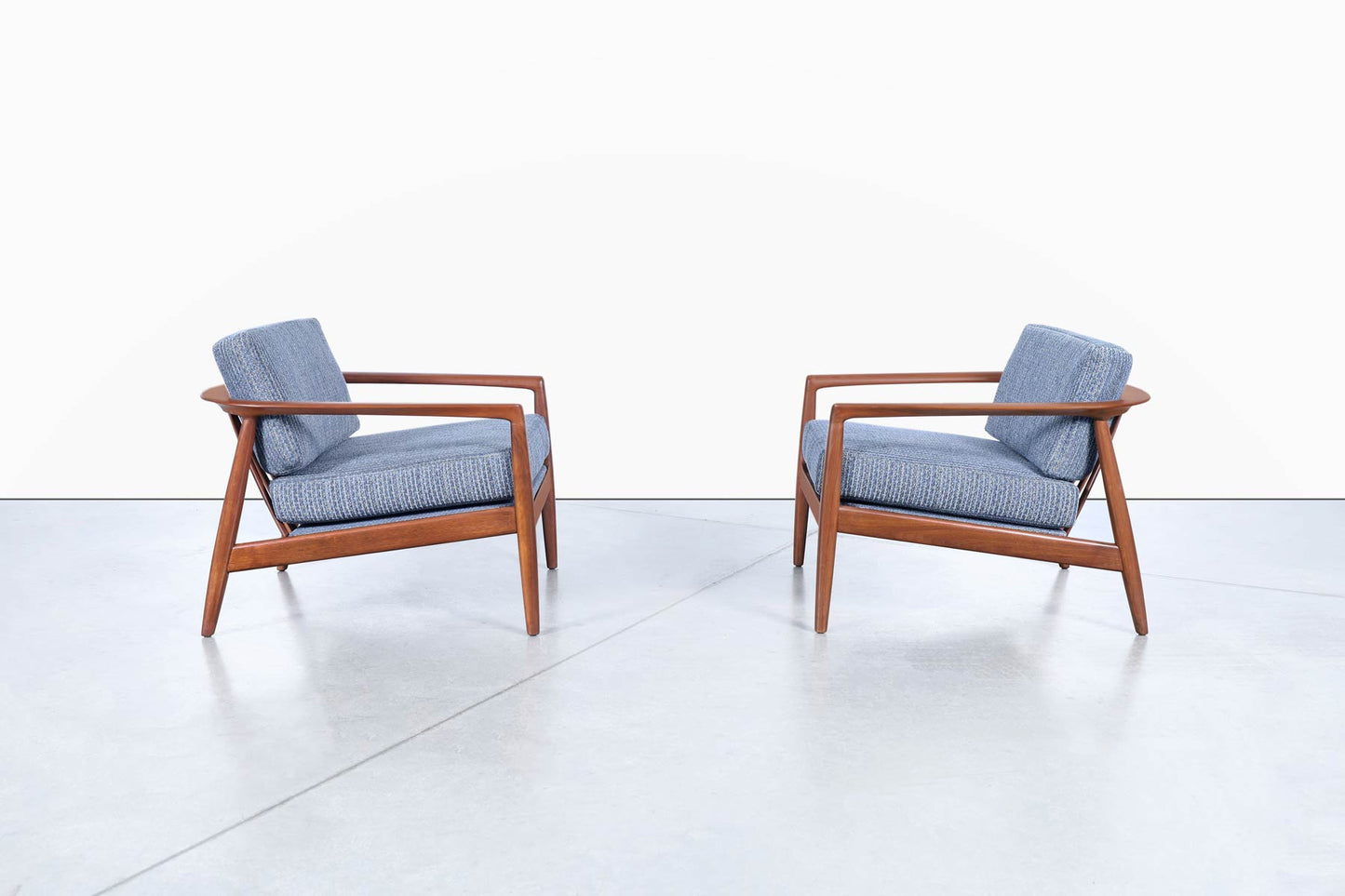 Swedish Walnut Lounge Chairs by Folke Ohlsson for DUX