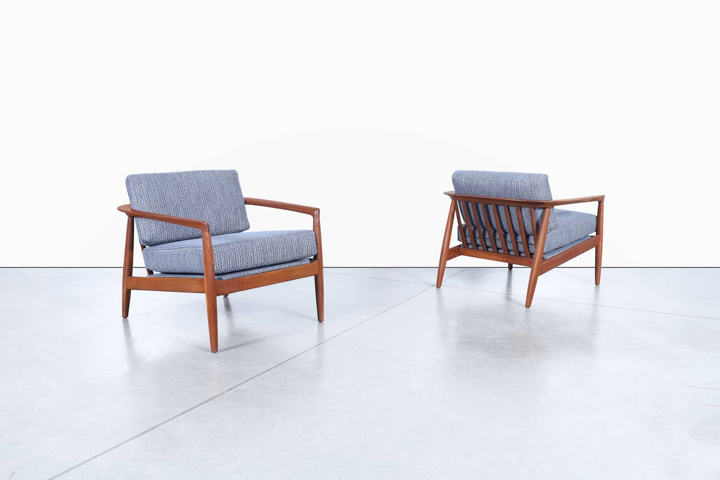 Swedish Walnut Lounge Chairs by Folke Ohlsson for DUX