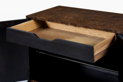 Vintage Asian-Style Burl Wood and Brass Cabinets by Mastercraft