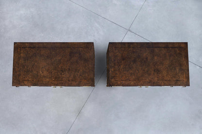 Vintage Asian-Style Burl Wood and Brass Cabinets by Mastercraft