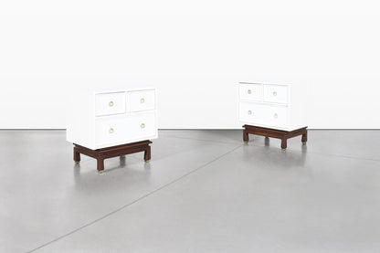 Vintage Beige Lacquered Nightstands by American of Martinsville