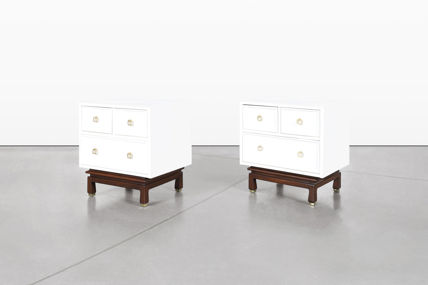 Vintage Beige Lacquered Nightstands by American of Martinsville