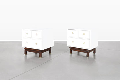 Vintage Beige Lacquered Nightstands by American of Martinsville
