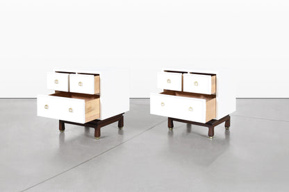 Vintage Beige Lacquered Nightstands by American of Martinsville
