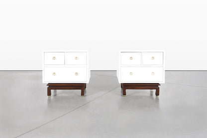 Vintage Beige Lacquered Nightstands by American of Martinsville