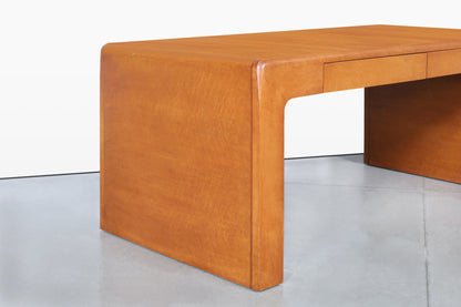 Vintage Bird’s Eye Maple “Waterfall” Executive Desk