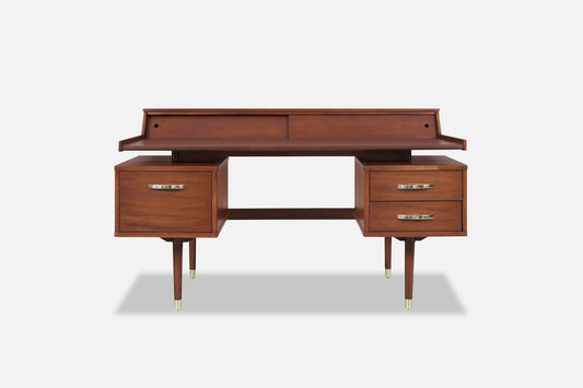 Vintage "Biscayne" Floating Top Walnut Desk by Drexel