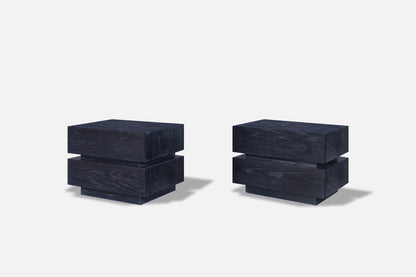 Vintage Black Cerused Nightstands by Steve Chase
