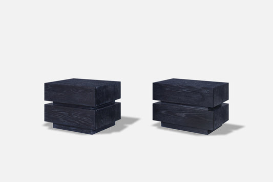 Vintage Black Cerused Nightstands by Steve Chase