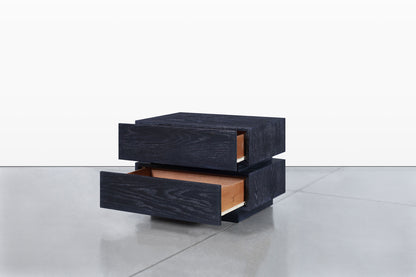 Vintage Black Cerused Nightstands by Steve Chase