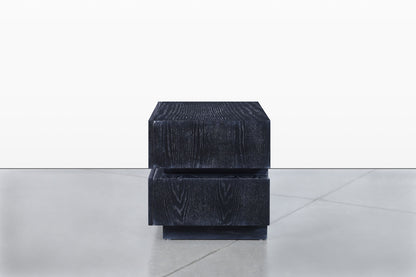 Vintage Black Cerused Nightstands by Steve Chase