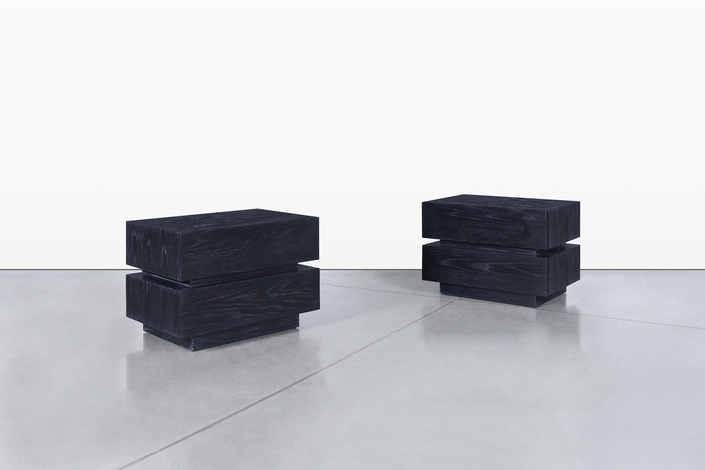 Vintage Black Cerused Nightstands by Steve Chase
