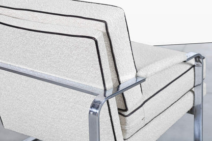 Vintage Boucle and Chrome Lounge Chairs Attributed to Milo Baughman