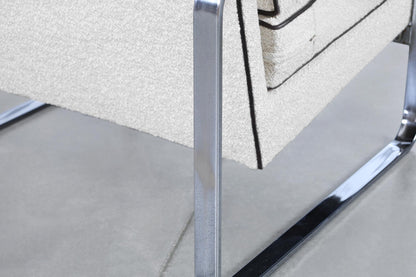 Vintage Boucle and Chrome Lounge Chairs Attributed to Milo Baughman