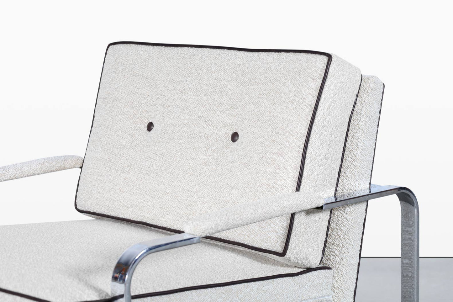 Vintage Boucle and Chrome Lounge Chairs Attributed to Milo Baughman