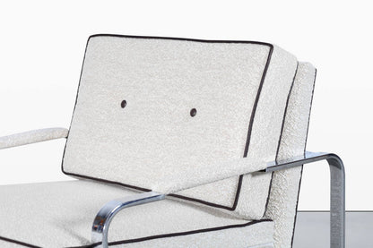 Vintage Boucle and Chrome Lounge Chairs Attributed to Milo Baughman