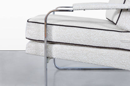 Vintage Boucle and Chrome Lounge Chairs Attributed to Milo Baughman