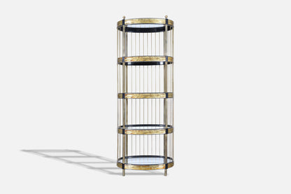 Vintage Brass Acid-Etched Etagere by Bernhard Rohne for Mastercraft