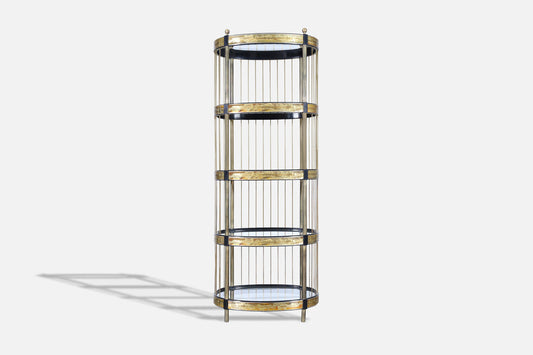 Vintage Brass Acid-Etched Etagere by Bernhard Rohne for Mastercraft