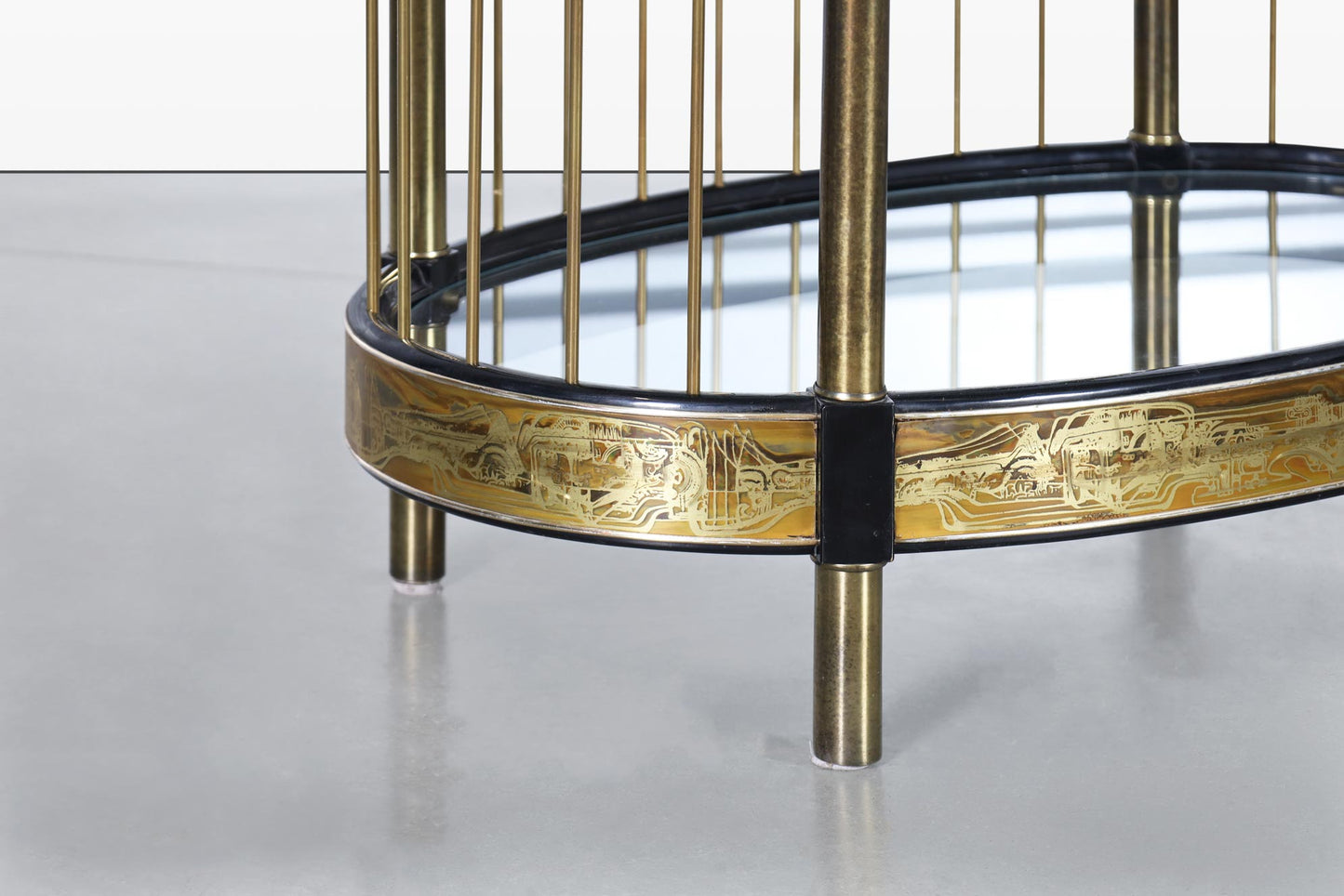 Vintage Brass Acid-Etched Etagere by Bernhard Rohne for Mastercraft