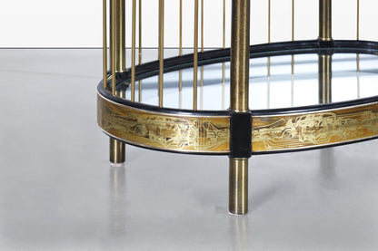 Vintage Brass Acid-Etched Etagere by Bernhard Rohne for Mastercraft