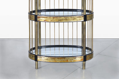 Vintage Brass Acid-Etched Etagere by Bernhard Rohne for Mastercraft