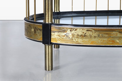 Vintage Brass Acid-Etched Etagere by Bernhard Rohne for Mastercraft