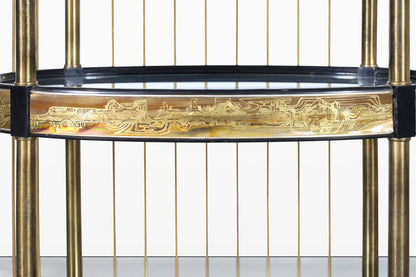 Vintage Brass Acid-Etched Etagere by Bernhard Rohne for Mastercraft