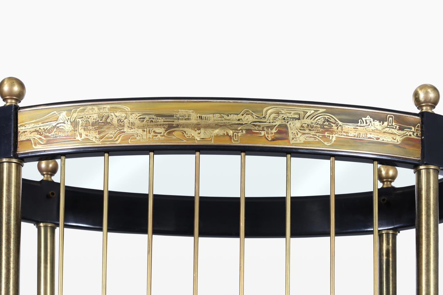 Vintage Brass Acid-Etched Etagere by Bernhard Rohne for Mastercraft