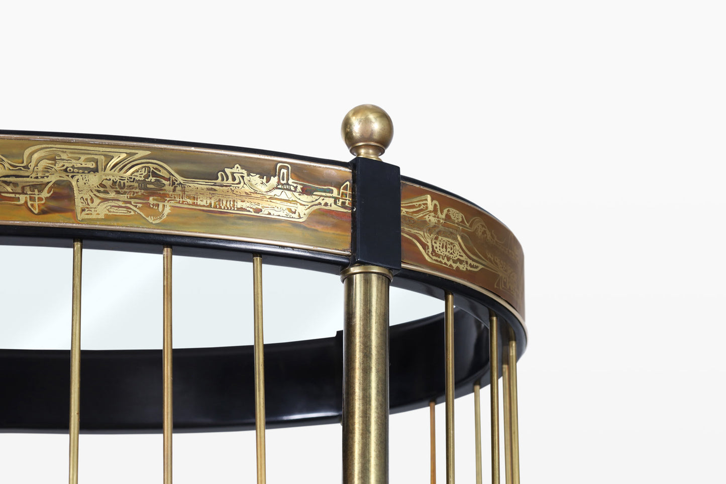 Vintage Brass Acid-Etched Etagere by Bernhard Rohne for Mastercraft