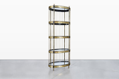Vintage Brass Acid-Etched Etagere by Bernhard Rohne for Mastercraft