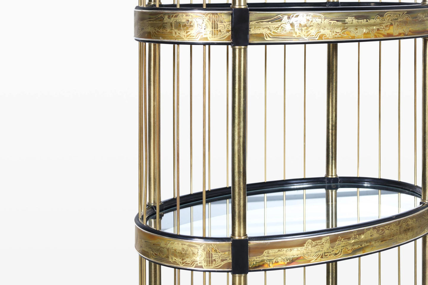 Vintage Brass Acid-Etched Etagere by Bernhard Rohne for Mastercraft