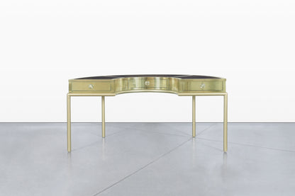 Vintage Brass “Demi Lune” Desk by Mastercraft