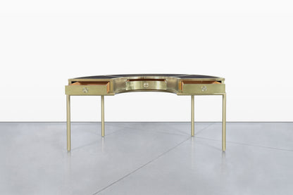 Vintage Brass “Demi Lune” Desk by Mastercraft