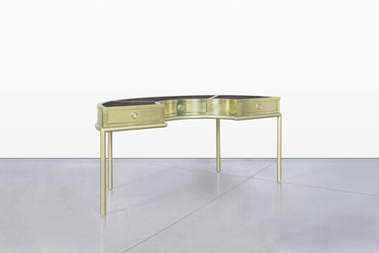 Vintage Brass “Demi Lune” Desk by Mastercraft