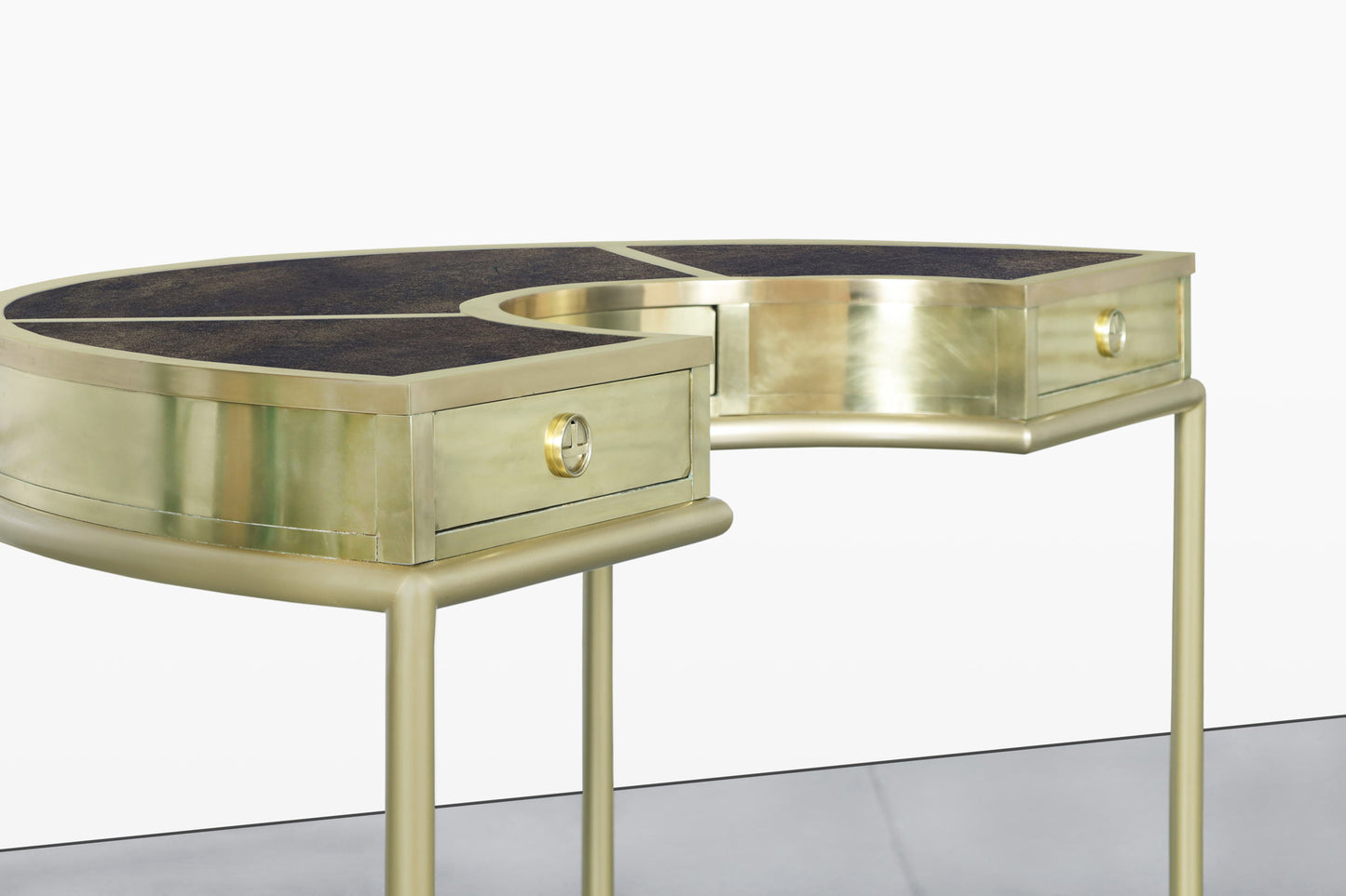 Vintage Brass “Demi Lune” Desk by Mastercraft