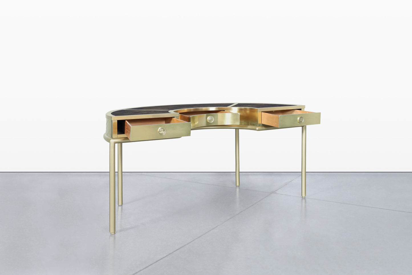 Vintage Brass “Demi Lune” Desk by Mastercraft