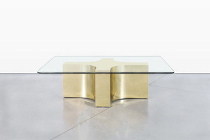Vintage Brass and Glass Coffee Table